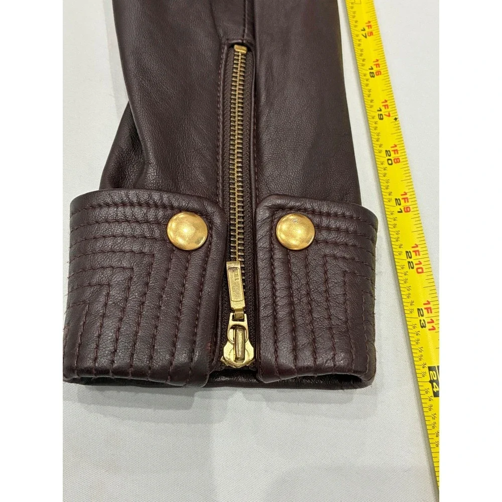 Truth and Pride Burgundy Leather Moto Jacket Womens Medium Asymetrical Zip Lined